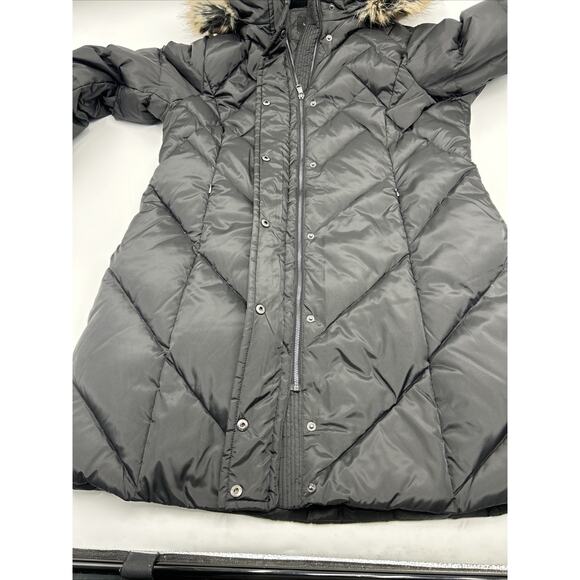 London Fog Tower Faux Fur Hood Down Puffer Coat Jacket Women’s Size XL Black - Picture 11 of 15